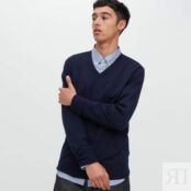 Джемпер Uniqlo Extra Fine Merino, темно-синий 450536 | navy COL69 фото 2