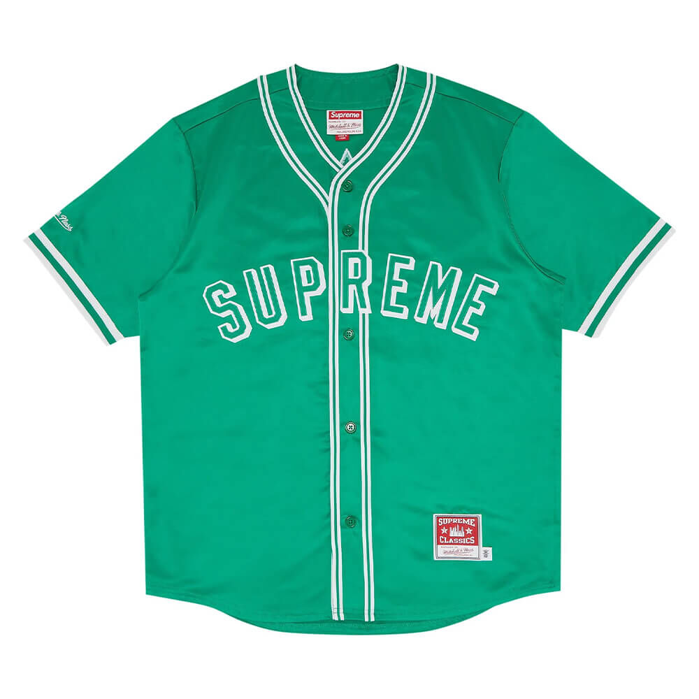 Бейсбольное джерси Supreme x Mitchell & Ness Satin, зелёный SS23KN25 GREEN | Green фото 1