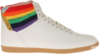 Кроссовки Gucci Lace Up High Top Rainbow Heel Collar, белый