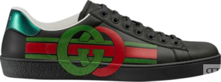 Кроссовки Gucci GG Ace Black Green Red, черный