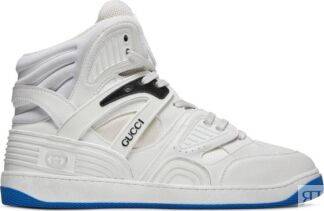 Кроссовки Gucci Basket High Sneaker White Blue, белый