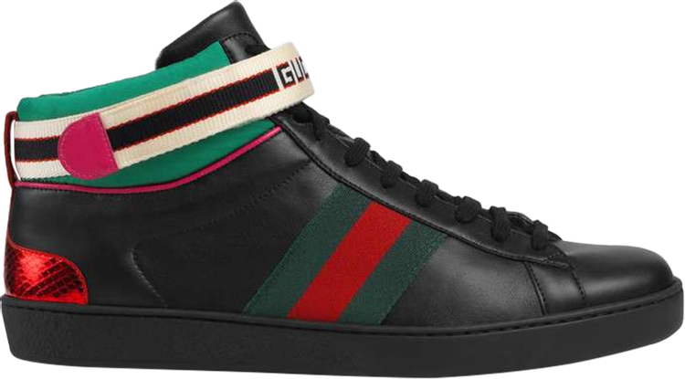 Кроссовки Gucci Stripe Ace High Top, черный 523472 0FIW0 1079 фото 1