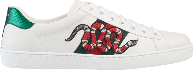 Кроссовки Gucci Ace Embroidered Snake, белый 456230 02JP0 9064 | Snake фото 1