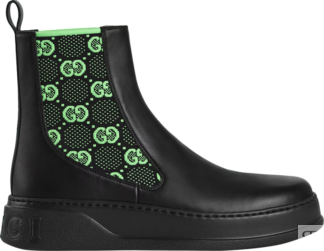 Кроссовки Gucci Boot GG Jersey - Black Neon Green, зеленый