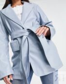 Синий пиджак из искусственной кожи для пап ASOS DESIGN Tall