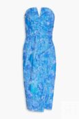 Жаккардовое платье без бретелек со складками и эффектом металлик. AIDAN MAT
