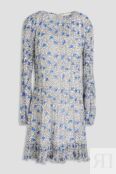 Плиссированное платье мини из жоржета с цветочным принтом MAJE, лазурный