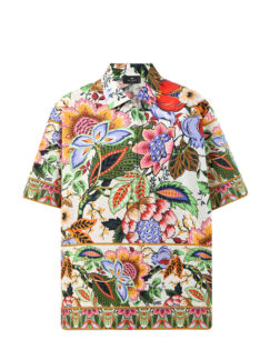 Свободная рубашка из гладкого поплина с флористическим принтом ETRO