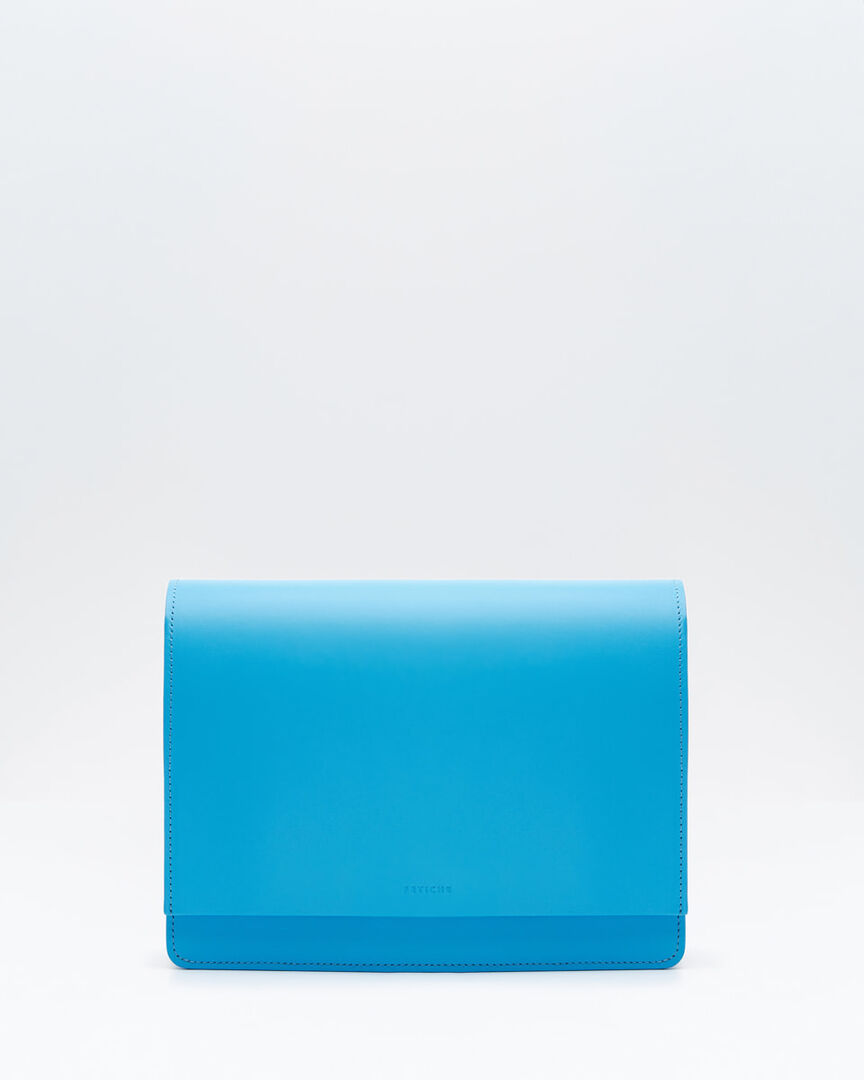 Голубая миниатюрная сумка кроссбоди из натуральной кожи от FETICHE