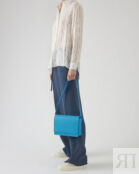 Голубая миниатюрная сумка кроссбоди из натуральной кожи от FETICHE