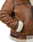 Куртка пилот из овчины с капюшоном B-3 Hooded light brown