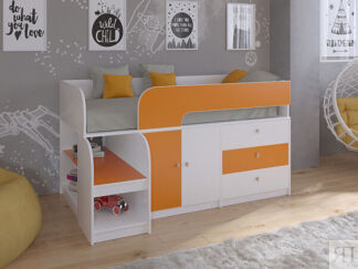 Детская кровать-чердак Астра 9 V1 Белый/Оранжевый
