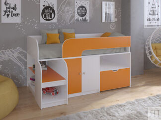 Детская кровать-чердак Астра 9 V4 Белый/Оранжевый