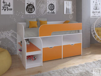 Детская кровать-чердак Астра 9 V6 Белый/Оранжевый