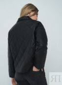 Укороченная стёганая куртка из экокожи, Черный O`Stin