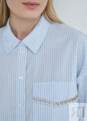 Укороченная рубашка с цепочкой, Голубой O`Stin