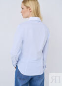 Приталенная рубашка из хлопка с эластаном, Голубой O`Stin