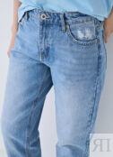 Прямые джинсы с винтажным эффектом, Голубой O`Stin
