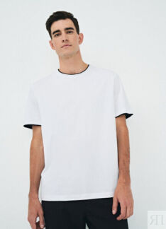 Базовая футболка с контрастной отделкой, Белый O`Stin