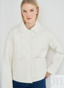 Укороченная стёганая куртка из экокожи, Белый O`Stin