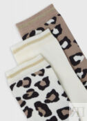 Носки с леопардовым принтом, 3 пары, Белый O`Stin