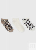 Короткие носки с леопардовым принтом, 3 пары, Белый O`Stin