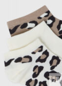 Короткие носки с леопардовым принтом, 3 пары, Белый O`Stin