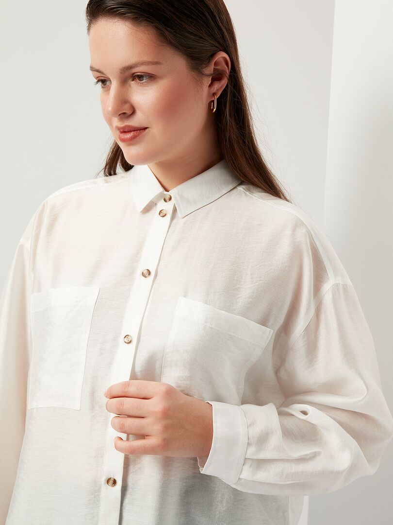 Блуза белая из вискозного шелка (54) Lalis