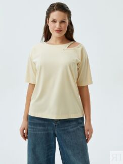 Блуза желтая трикотажная с коротким рукавом (48) Lalis