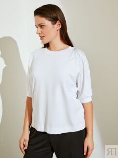 Блуза белая с коротким рукавом  (54) Lalis