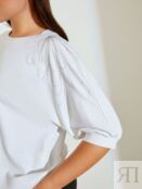 Блуза белая с коротким рукавом  (48) Lalis