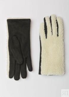 Тёплые чёрно-белые перчатки (14 (7)) Elis