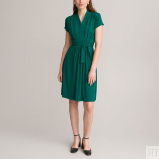 Платье расклешенное  58 зеленый
