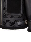 Куртка из кожи и овчины с логотипом Fendi, черный