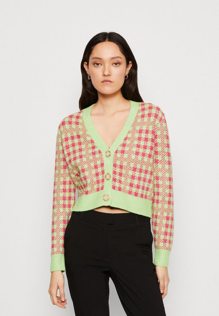 Кардиган VILA Vichekina V Neck Cardigan, розовый тысячелистник с нефритовым V1021I19C-M11 | pink yarrow with jade lime фото 1