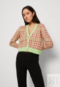 Кардиган VILA Vichekina V Neck Cardigan, розовый тысячелистник с нефритовым V1021I19C-M11 | pink yarrow with jade lime фото 5