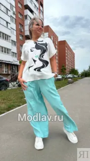 Костюм стильный летний бюрюзового цвета MODLAV ML4385-10 Modlav