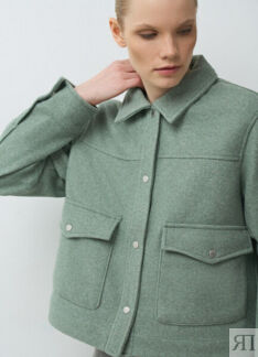 Укороченная куртка с накладными карманами, Зеленый O`Stin