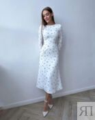 Платье миди с принтом длинным рукавом и юбкой годе ФП-00003189-1 фото 3