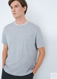 Базовая футболка с контрастной отделкой, Серый O`Stin