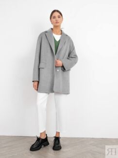 Пальто-жакет с мембраной цвета серый меланж Pompa