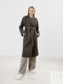Пальто женское еврозима с мембраной и утепленной спиной черно-бежевое Pompa