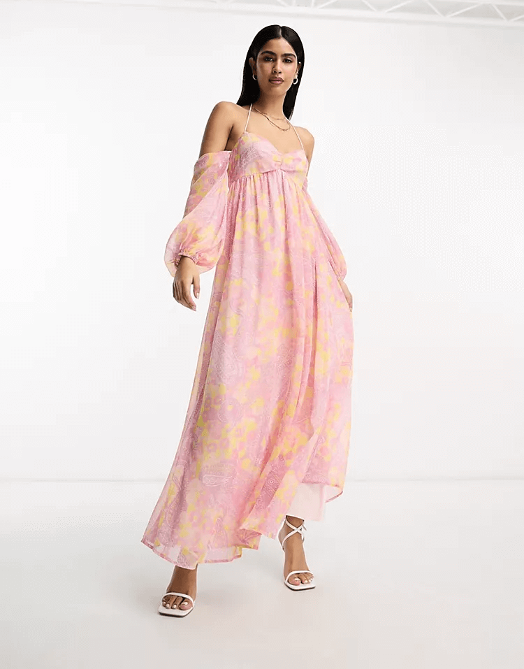 Платье-макси Asos Design, мультиколор 126953527 | PINK PAISLEY PRINT фото 1