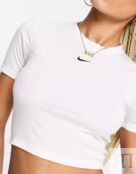 Укороченная футболка Nike Essential Mini Swoosh, белый 121662673 | WHITE фото 3