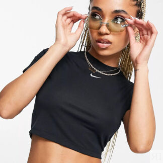 Укороченная футболка Nike Essential Mini Swoosh, черный