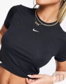 Укороченная футболка Nike Essential Mini Swoosh, черный 121662713 | BLACK фото 3