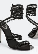 Сандалии RENÉ CAOVILLA Cleo crystal-embellished sandals, черный C10182-105-R001V050 | Black фото 3