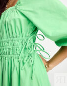 Зеленое платье миди с завязками на рукавах Nothing's Child Franzie