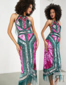 Платье миди с бахромой и графичными пайетками ASOS EDITION