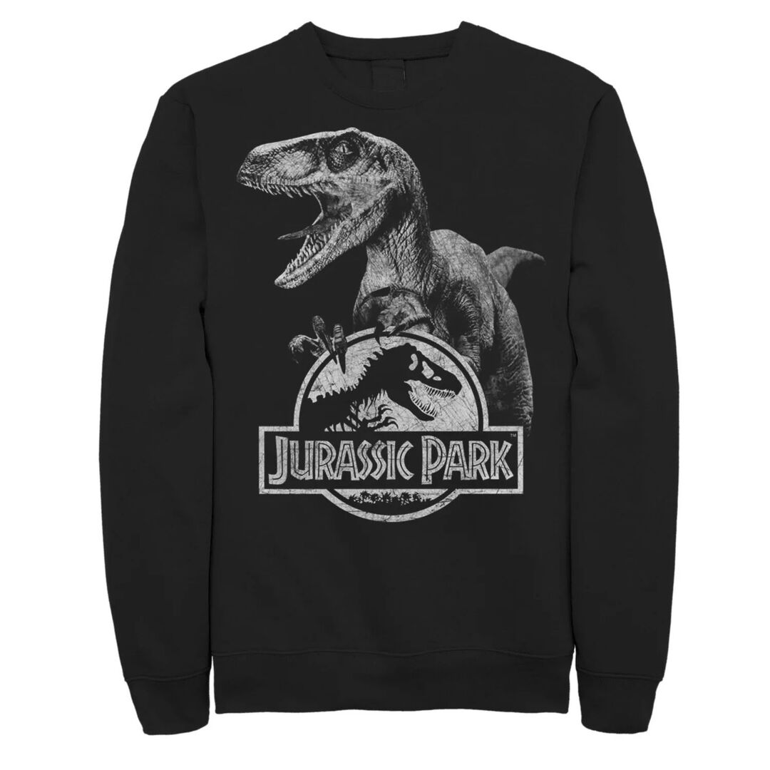 Мужской флисовый пуловер с графическим рисунком Velociraptor «Парк Юрского